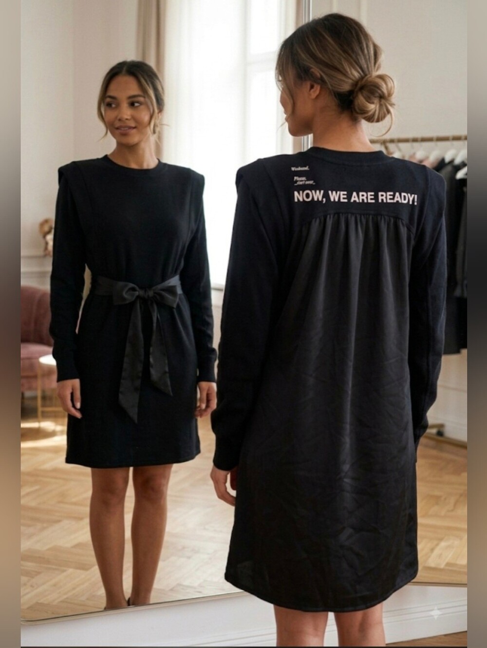 Zara Weekend Please Start Over Now We Are Ready Women's Dress Size M NWT